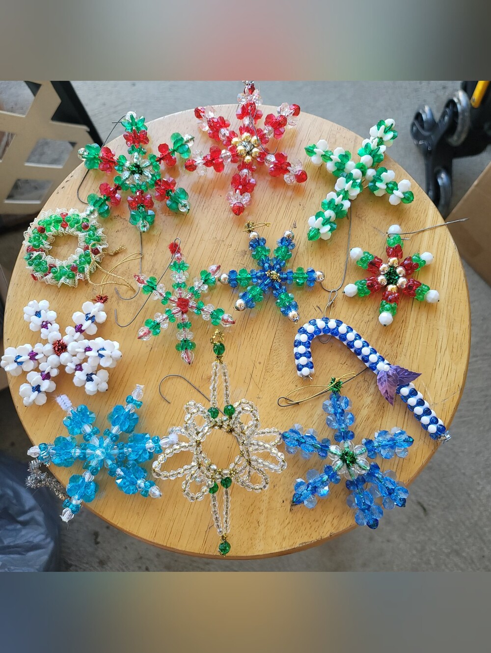 Vintage Beaded Holiday Ornaments - Multi-Color. Set Of 12